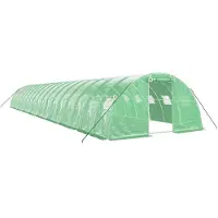 vidaXL Serra con struttura in acciaio, verde, 72 m², 18x4x2 m