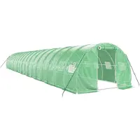vidaXL Serra con struttura in acciaio, verde, 54 m², 18x3x2 m