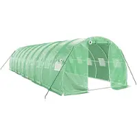 vidaXL Serra con struttura in acciaio, verde, 30 m², 10x3x2 m