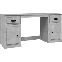 vidaXL Scrivania con vano portaoggetti in legno grigio cemento