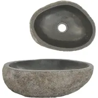 vidaXL Lavabo in pietra di fiume ovale (29-38)x(24-31) cm