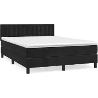 vidaXL Letto a molle con materasso nero 140x190 cm in velluto