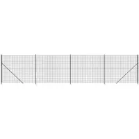 vidaXL Recinzione in rete metallica con flangia a terra antracite 1,4x10 m