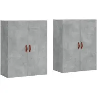 vidaXL Armadi a muro 2 pz. Grigio cemento 69,5x34x90 cm