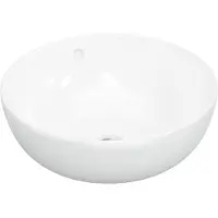 vidaXL Lavabo Bianco 44x17 cm Vetroceramica Rotondo