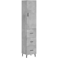 vidaXL Credenza grigio cemento 34,5x34x180 cm materiale a base di legno