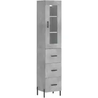 vidaXL Credenza grigio cemento 34,5x34x180 cm materiale a base di legno