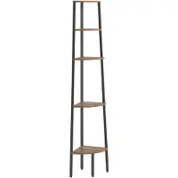 vidaXL Scaffale angolare con 5 ripiani Marrone scuro e nero 45,5x31,5x180 cm