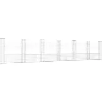 vidaXL Cesto di gabbioni a U con 7 colonne di ferro 740x20x150 cm