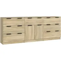 vidaXL Credenza 3 pezzi Sonoma in legno effetto rovere