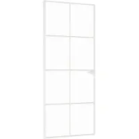 vidaXL Porta interna bianca 83x201,5 cm in vetro temperato e alluminio, modello sottile
