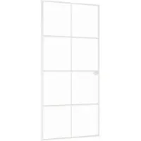 vidaXL Porta interna bianca 93x201,5 cm vetro temperato e alluminio slim