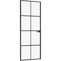 vidaXL Porta interna nera 76x201,5 cm in vetro temperato e alluminio, modello sottile