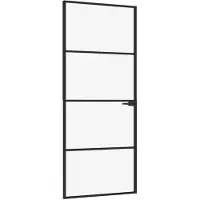 vidaXL Porta interna nera 83x201,5 cm vetro temperato e alluminio slim