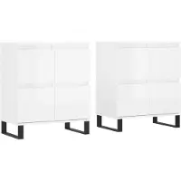 vidaXL Credenze 2 pz. Materiale a base di legno bianco lucido