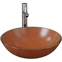 vidaXL Lavabo da bagno con rubinetto e gruppo di scarico, marrone