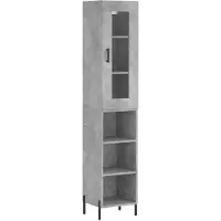 vidaXL Credenza grigio cemento 34,5x34x180 cm materiale a base di legno