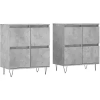 vidaXL Credenze 2 pezzi. Materiale a base di legno grigio cemento