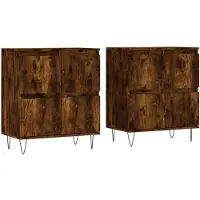 vidaXL Credenze 2 pz. Materiale a base di legno di quercia fumé