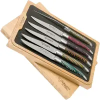 Laguiole En Aubrac Samba 62C99SADIH set da 6 pezzi di coltelli da bistecca in legno samba colorato