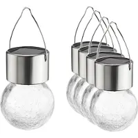 Huismerk HI Luci LED solari da appendere 5 pz. Design in vetro incrinato