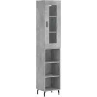 vidaXL Credenza grigio cemento 34,5x34x180 cm materiale a base di legno