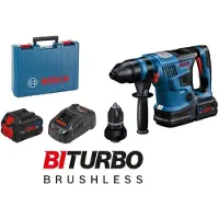 Bosch Martello rotativo a batteria BITURBO con SDS plus GBH 18V-34 CF, 2 batterie ricaricabili, valigetta di trasporto
