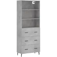 vidaXL Credenza grigio cemento 69,5x34x180 cm materiale a base di legno