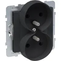 Legrand Presa doppia con messa a terra, nera, 2X2P+Z, con otturatore, 16 A, 250 V, Suno 721490