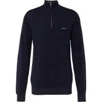 Gant per uomo. 8040523 Maglione in piqué di cotone con mezza zip blu scuro (XXL), Casual, Manica lunga, Navy