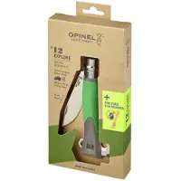 Opinel No. 12 Explore 002489 Green, coltello da bushcraft con strumento per spuntare