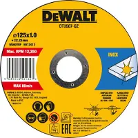 DeWalt Disco da taglio DT3507 - 125 x 22,23 x 1,0mm - RVS - inox 10pz
