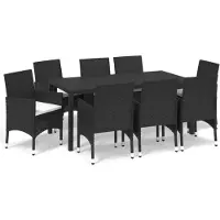 vidaXL set da pranzo da giardino 9 pezzi con cuscini in poly rattan nero