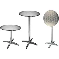 Hi Tavolo bistrot pieghevole in alluminio rotondo 60×60×(58-115) cm