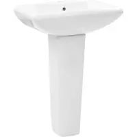 vidaXL Lavabo freestanding con colonna in Vetroceramica bianca 580x470x200 mm