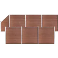 vidaXL Set di recinzioni in WPC 6 piazze + 1 pendenza 1138x186 cm Marrone