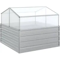 vidaXL Letto da giardino rialzato con serra 100x100x85 cm argento