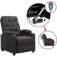 vidaXL Poltrona relax elettrica in tessuto grigio scuro
