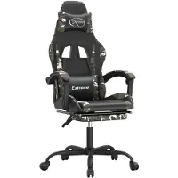 vidaXL Sedia da gioco con poggiapiedi Nero e mimetico Pelle finta