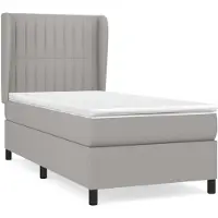 vidaXL Letto a molle con materasso grigio chiaro 90x190 cm in tessuto