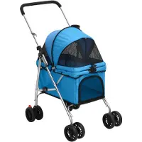 vidaXL Passeggino per cani pieghevole blu 76x50x100 cm Tessuto Oxford