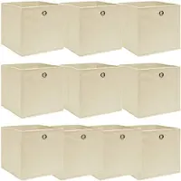 vidaXL Scatole portaoggetti 10 pz. Tessuto crema 32x32x32 cm