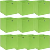 vidaXL Scatole portaoggetti 10 pz. Tessuto verde 32x32x32 cm