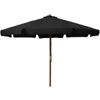 vidaXL Ombrellone con asta in legno 330 cm nero