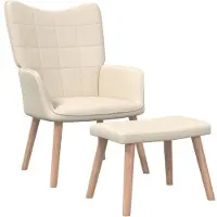 vidaXL Poltrona relax con sgabello in tessuto crema