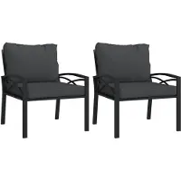 vidaXL Sedie da giardino con cuscini grigi 2 pezzi 68x76x79 cm Acciaio