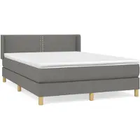 vidaXL Letto a molle con materasso grigio scuro 140x200 cm in tessuto