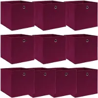 vidaXL Scatole portaoggetti 10 pz. Tessuto rosso scuro 32x32x32 cm
