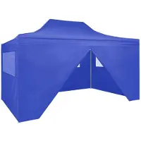 vidaXL Tenda professionale pieghevole per feste con 4 pareti laterali 3×4 m blu acciaio