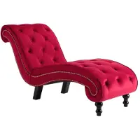 vidaXL Chaise longue in velluto rosso